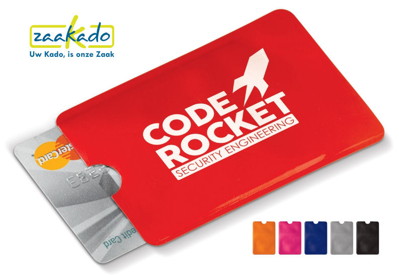 Anti skimming creditcard bankpas beschermhoes bedrukt met uw logo als veilige giveaway promotieartikelen ZaaKado Rotterdam