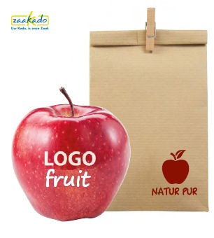 Appel logo bedrukt in geschenkverpakking gezonde relatiegeschenken fruit giveaway ZaaKado Rotterdam