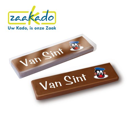 Chocoladereep van Sinterklaas en bedrukking logo ZaaKado relatiegeschenken