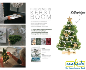 Eindejaarsgeschenk kerst kerstboom brievenbus brievenbusgeschenk brievenbusformaat per post versturen persoonlijk op maat logo relatiegeschenk ZaaKado Rotterdam