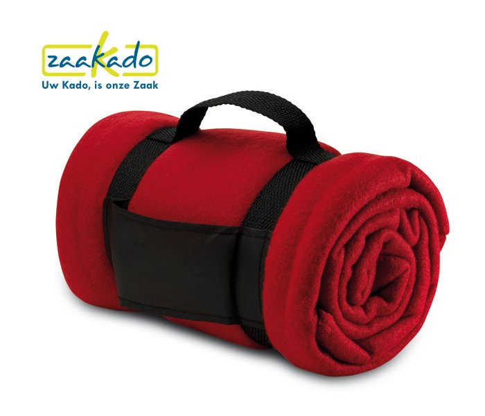 Fleeceplaid kerstgeschenk rood met uw logo als relatiegeschenk ZaaKado Rotterdam