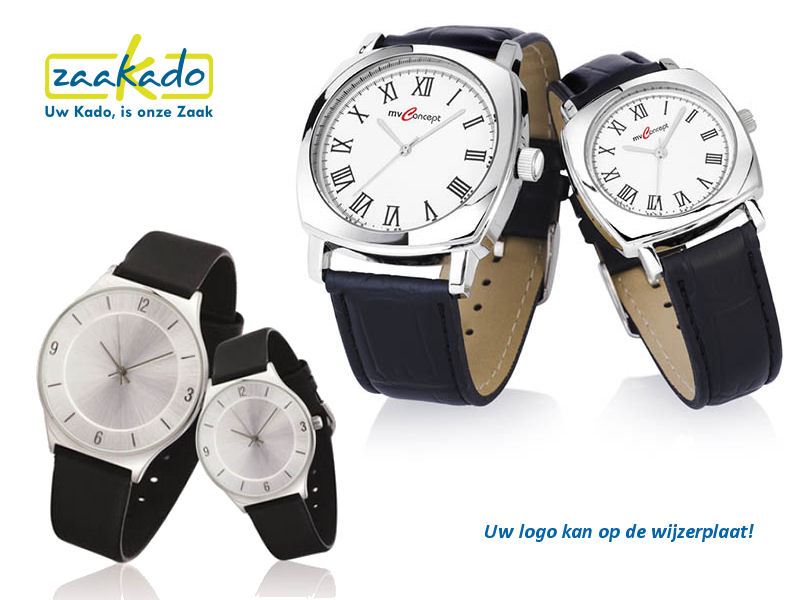 Horloge set heren dames logo wijzerplaat kerstgeschenk klassiek modern leder geschenkverpakking relatiegeschenken ZaaKadotip