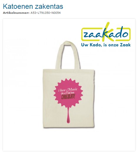 Katoenen tas, zakentas bedrukt ZaaKado.nl. Relatiegeschenken & promotieartikelen