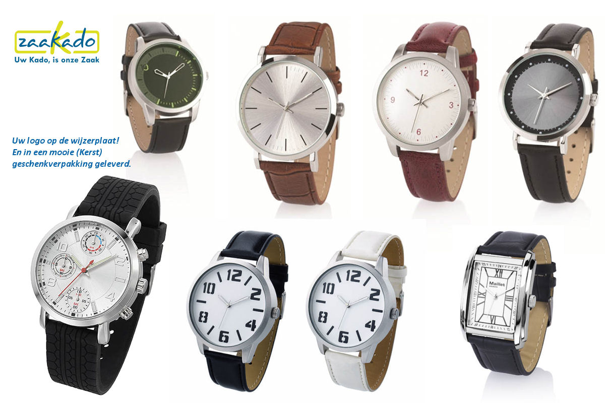 Kerst cadeau ideeen mannen vrouwen horloge met logo wijzerplaat klassiek modern hip kerstpakket Zaakadotip