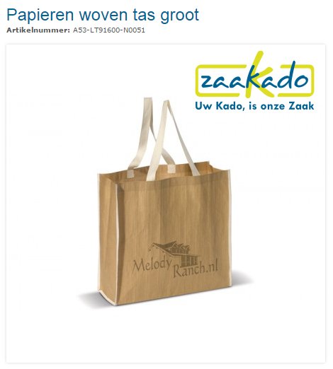 Papieren woven tas groot bedrukt ZaaKado relatiegeschenken