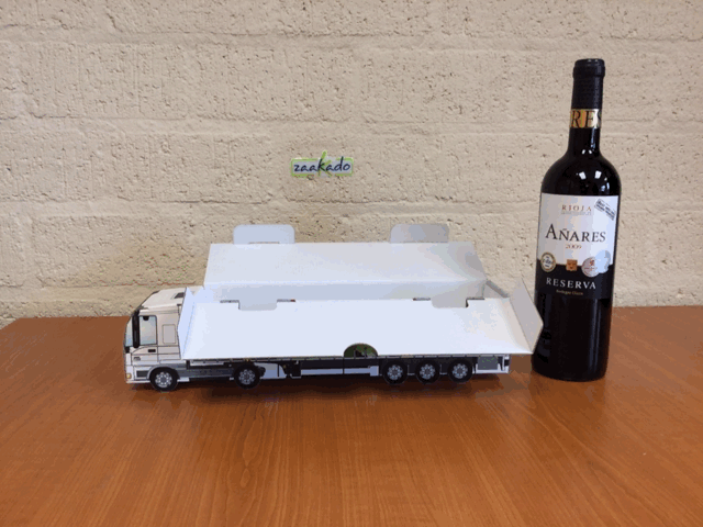 Wijn in vrachtwagen wijnkisit, wijnverpakking, eindejaarsgeschenk transportbranche, ZaaKado BV