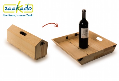 WinePlate, houten wijnkist veranderd in een dienblad ZaaKado.nl