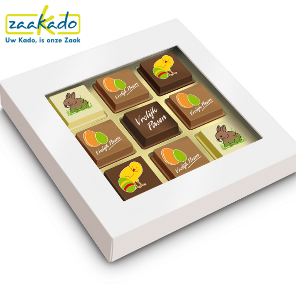 pralines pasen relatiegeschenk zaakado rotterdam paasdagen personaliseren logo bedrukken brievenbusgeschenk