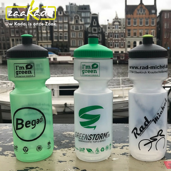 biologisch afbreekbare bidon waterfles bidon suiker biologisch recyclen afbreekbaar natuurlijk duurzaam bedrukken personaliseren bidon Zaakado relatiegeschenken full colour personaliseren zaakadotip giveaway inspiratie rotterdam gadget